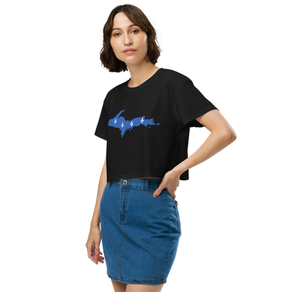 Michigan Upper Peninsula Relaxed Crop Top (w/ UP Quebec Flag Outline)