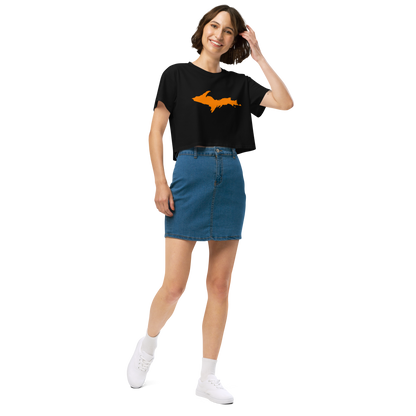 Michigan Upper Peninsula Relaxed Crop Top (w/ Orange UP Outline)