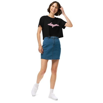 Michigan Upper Peninsula Relaxed Crop Top (w/ Pink UP Outline)