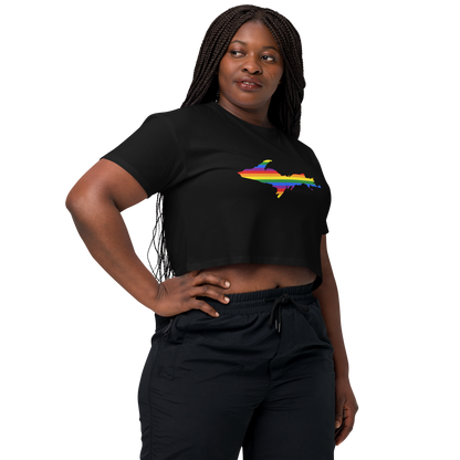 Michigan Upper Peninsula Relaxed Crop Top (w/ UP Pride Flag Outline)