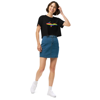 Michigan Upper Peninsula Relaxed Crop Top (w/ UP Pride Flag Outline)