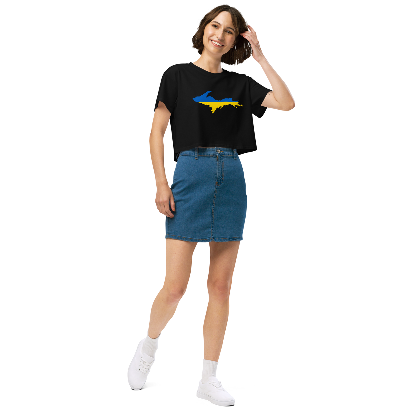 Michigan Upper Peninsula Relaxed Crop Top (w/ UP Ukraine Flag Outline)