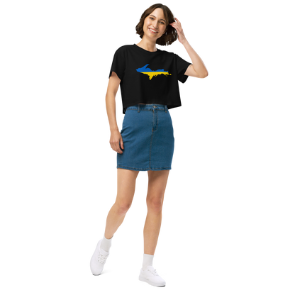 Michigan Upper Peninsula Relaxed Crop Top (w/ UP Ukraine Flag Outline)