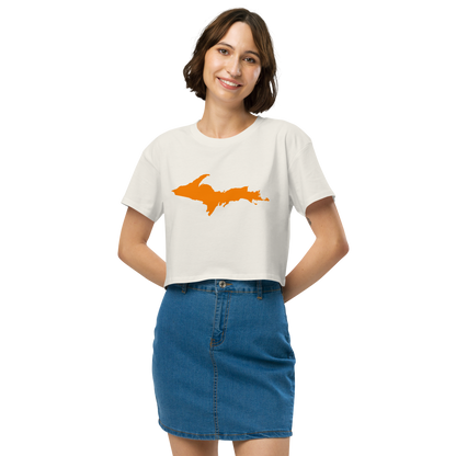 Michigan Upper Peninsula Relaxed Crop Top (w/ Orange UP Outline)