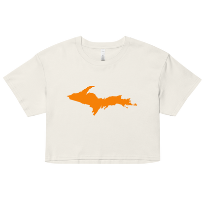 Michigan Upper Peninsula Relaxed Crop Top (w/ Orange UP Outline)