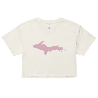 Michigan Upper Peninsula Relaxed Crop Top (w/ Pink UP Outline)