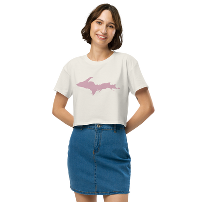 Michigan Upper Peninsula Relaxed Crop Top (w/ Pink UP Outline)