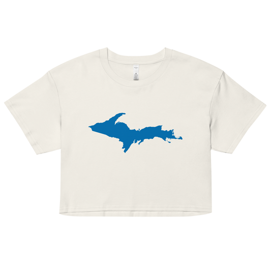 Michigan Upper Peninsula Relaxed Crop Top (W/ Azure UP Outline)