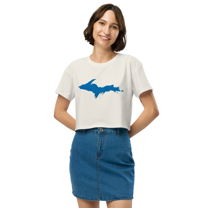 Michigan Upper Peninsula Relaxed Crop Top (W/ Azure UP Outline)