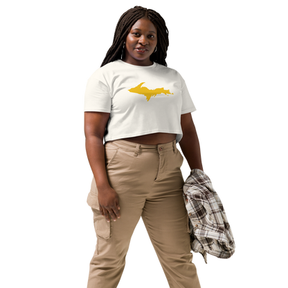 Michigan Upper Peninsula Relaxed Crop Top (w/ Gold UP Outline)