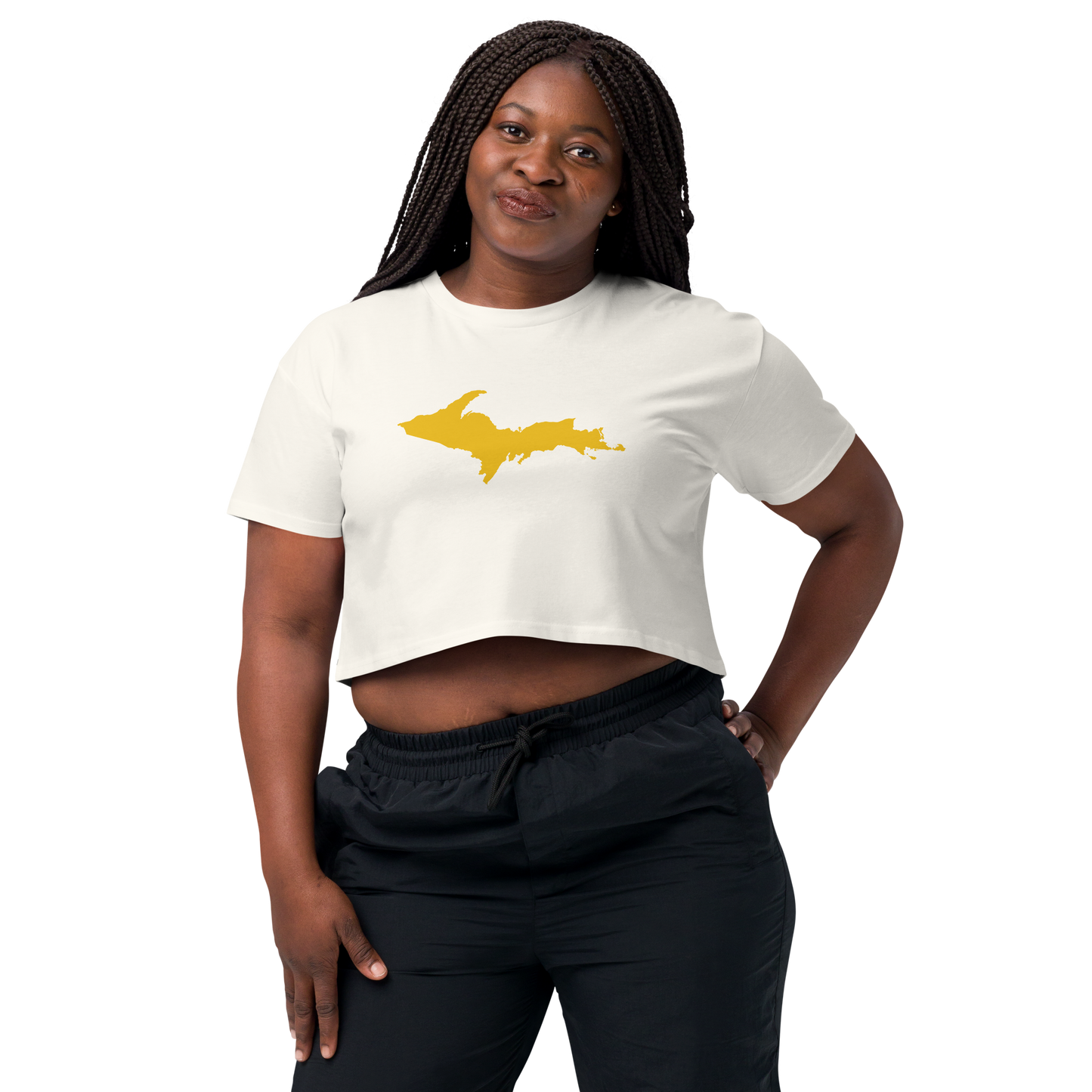 Michigan Upper Peninsula Relaxed Crop Top (w/ Gold UP Outline)