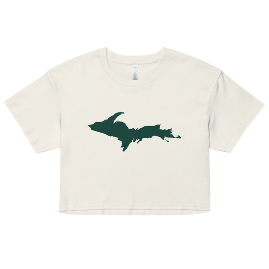 Michigan Upper Peninsula Relaxed Crop Top (w/ Green UP Outline)