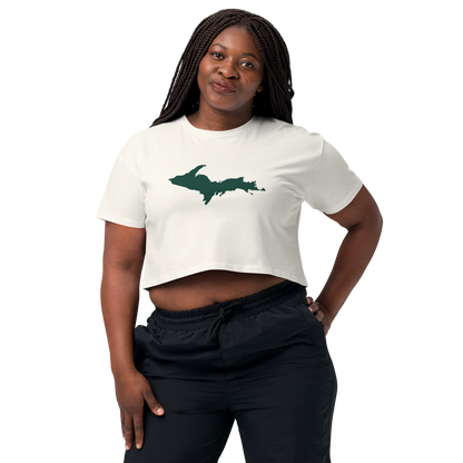 Michigan Upper Peninsula Relaxed Crop Top (w/ Green UP Outline)