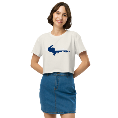 Michigan Upper Peninsula Relaxed Crop Top (w/ UP Finland Flag Outline)