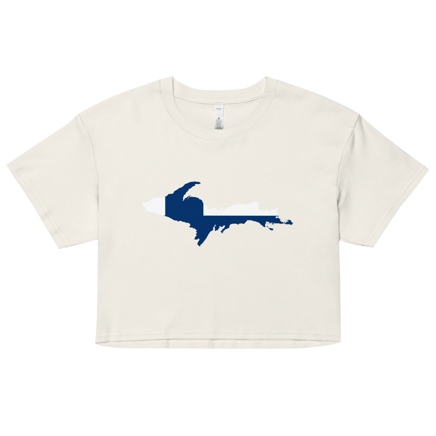 Michigan Upper Peninsula Relaxed Crop Top (w/ UP Finland Flag Outline)