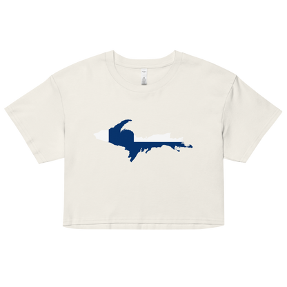 Michigan Upper Peninsula Relaxed Crop Top (w/ UP Finland Flag Outline)