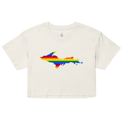 Michigan Upper Peninsula Relaxed Crop Top (w/ UP Pride Flag Outline)