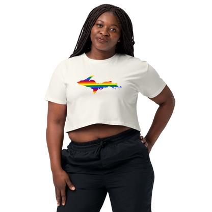 Michigan Upper Peninsula Relaxed Crop Top (w/ UP Pride Flag Outline)