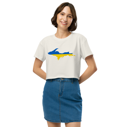 Michigan Upper Peninsula Relaxed Crop Top (w/ UP Ukraine Flag Outline)