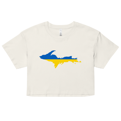 Michigan Upper Peninsula Relaxed Crop Top (w/ UP Ukraine Flag Outline)