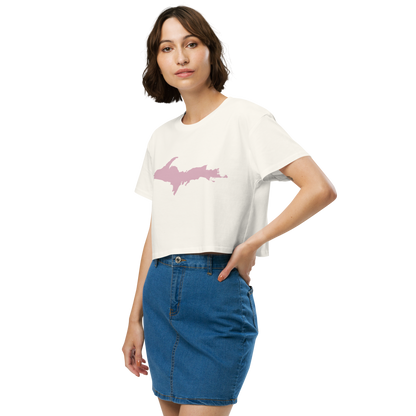 Michigan Upper Peninsula Relaxed Crop Top (w/ Pink UP Outline)