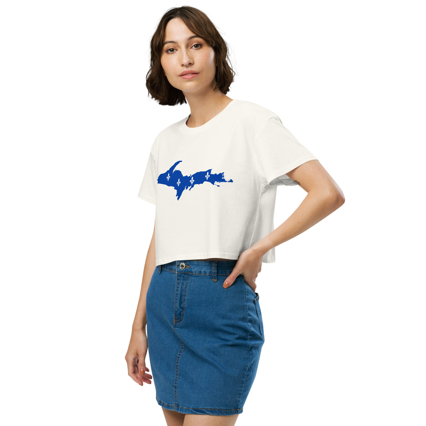 Michigan Upper Peninsula Relaxed Crop Top (w/ UP Quebec Flag Outline)