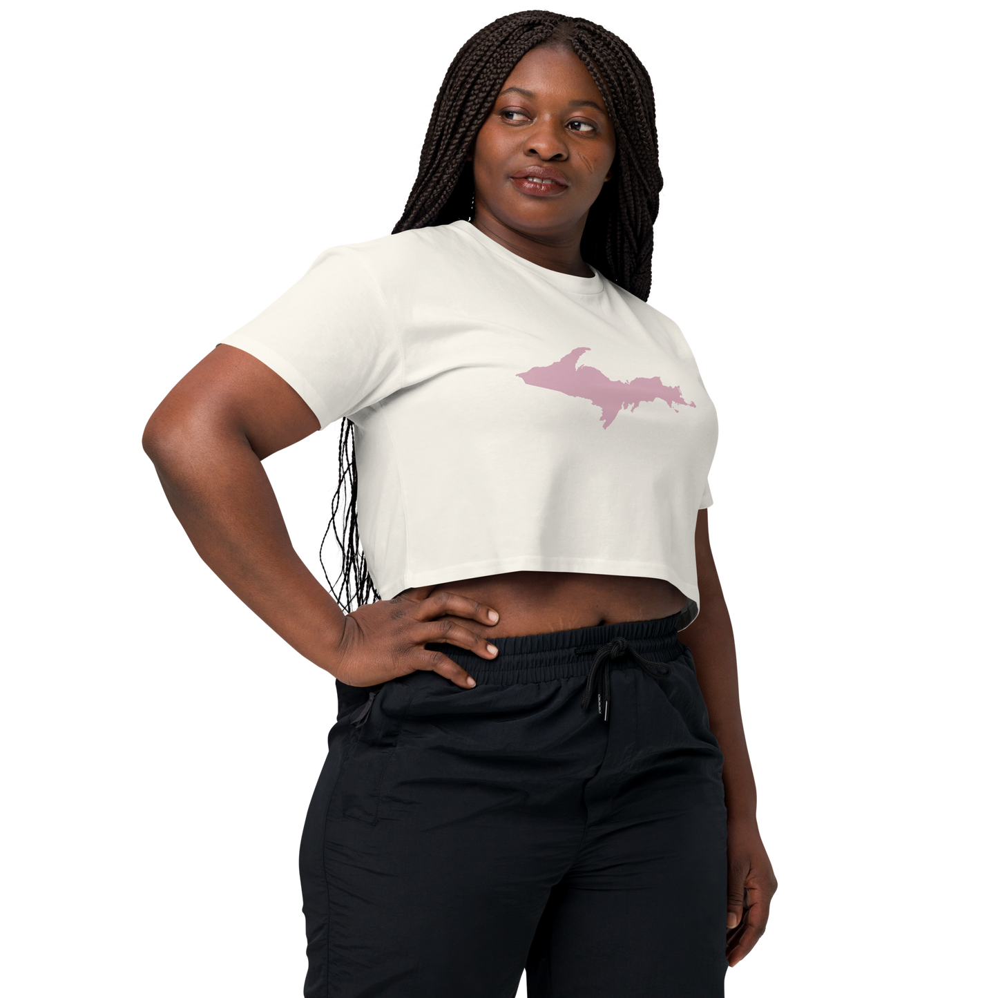 Michigan Upper Peninsula Relaxed Crop Top (w/ Pink UP Outline)