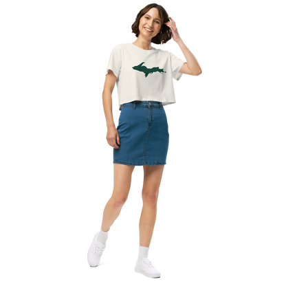 Michigan Upper Peninsula Relaxed Crop Top (w/ Green UP Outline)