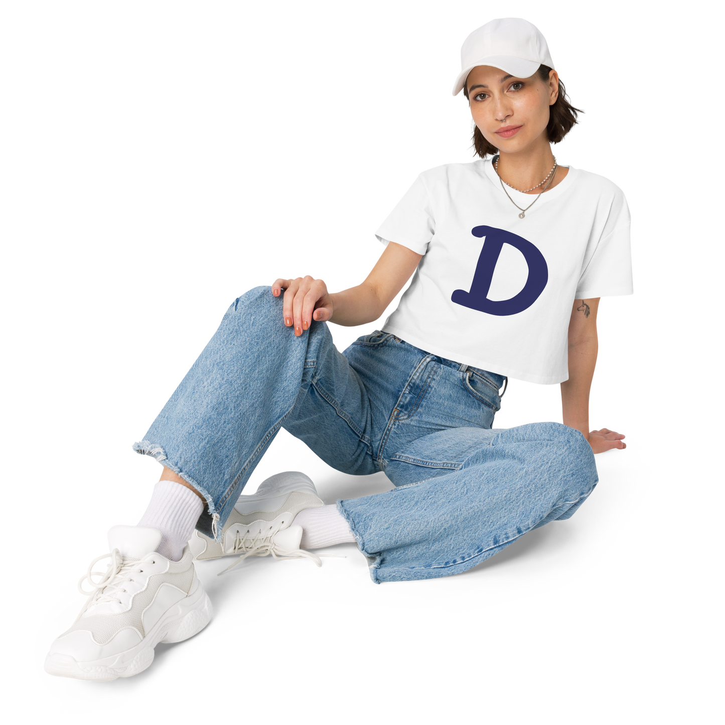 Detroit 'Old French D' Relaxed Crop Top