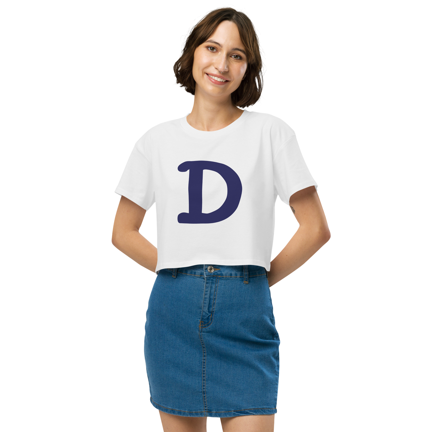 Detroit 'Old French D' Relaxed Crop Top