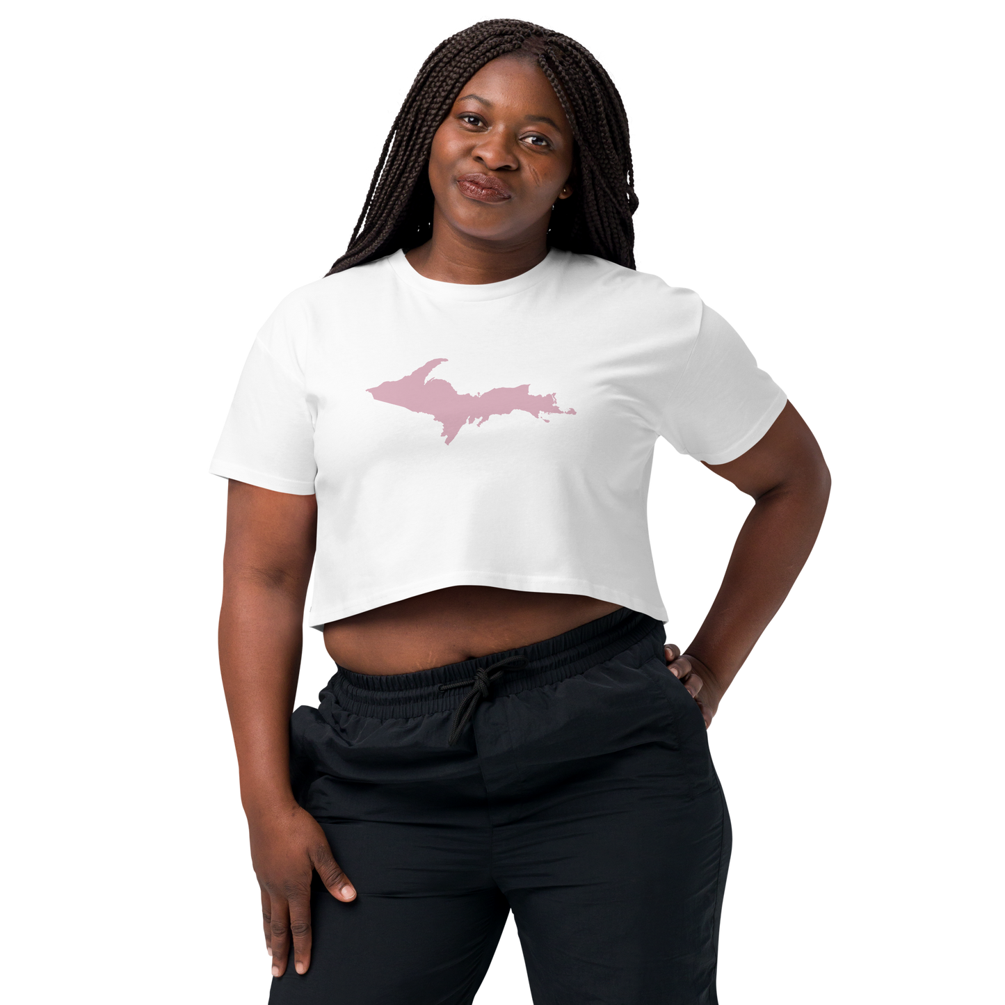 Michigan Upper Peninsula Relaxed Crop Top (w/ Pink UP Outline)