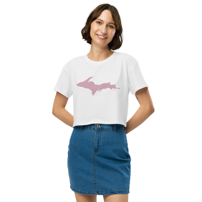 Michigan Upper Peninsula Relaxed Crop Top (w/ Pink UP Outline)