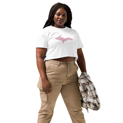 Michigan Upper Peninsula Relaxed Crop Top (w/ Pink UP Outline)