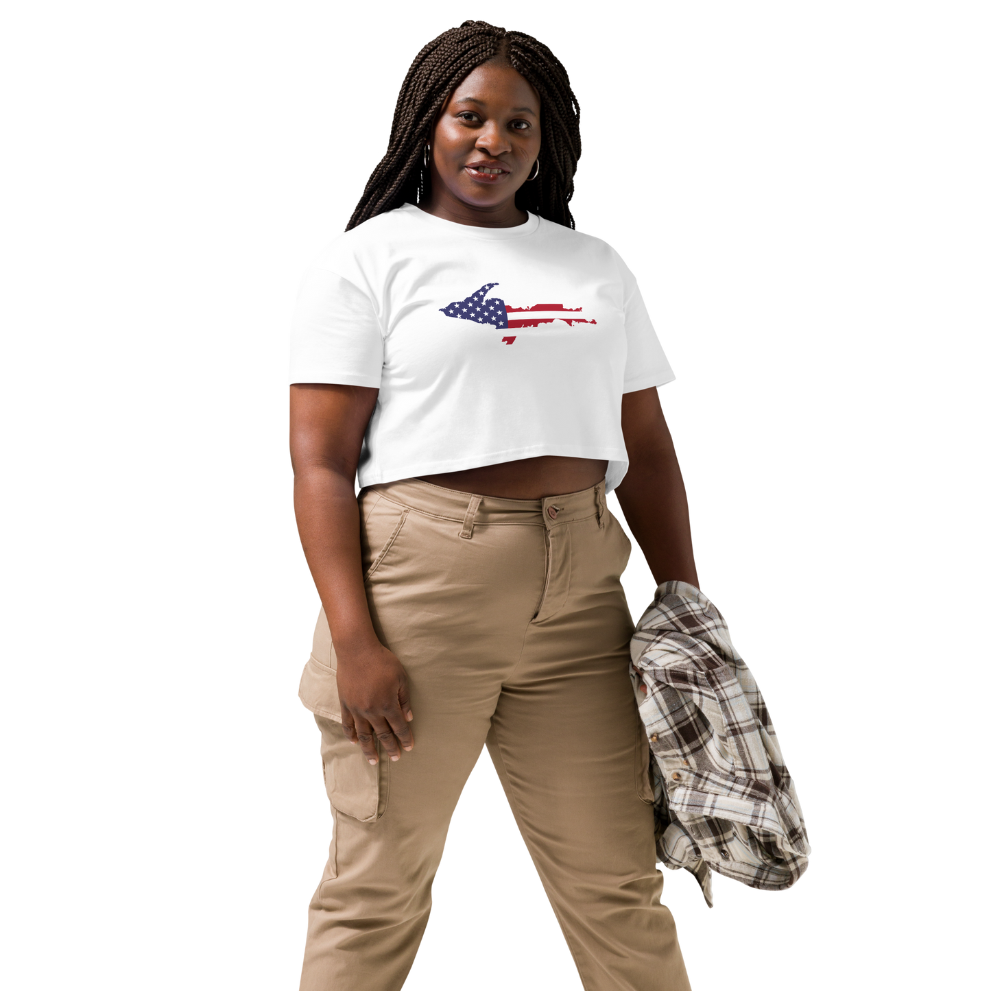 Michigan Upper Peninsula Relaxed Crop Top (w/ UP USA Flag Outline)