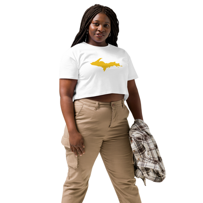 Michigan Upper Peninsula Relaxed Crop Top (w/ Gold UP Outline)