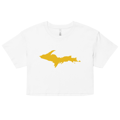 Michigan Upper Peninsula Relaxed Crop Top (w/ Gold UP Outline)