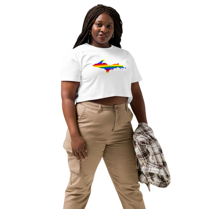 Michigan Upper Peninsula Relaxed Crop Top (w/ UP Pride Flag Outline)