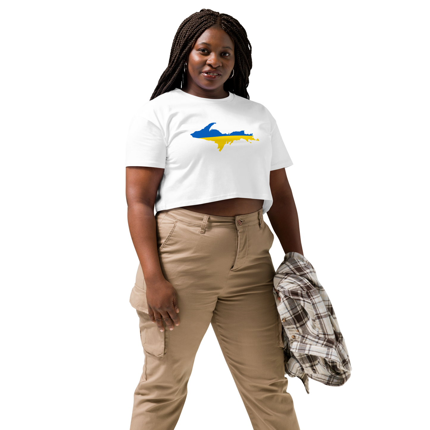 Michigan Upper Peninsula Relaxed Crop Top (w/ UP Ukraine Flag Outline)