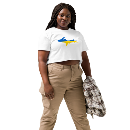 Michigan Upper Peninsula Relaxed Crop Top (w/ UP Ukraine Flag Outline)