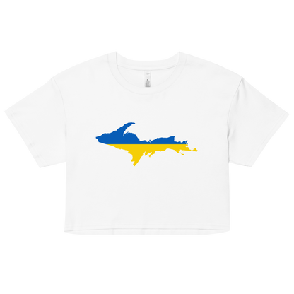 Michigan Upper Peninsula Relaxed Crop Top (w/ UP Ukraine Flag Outline)