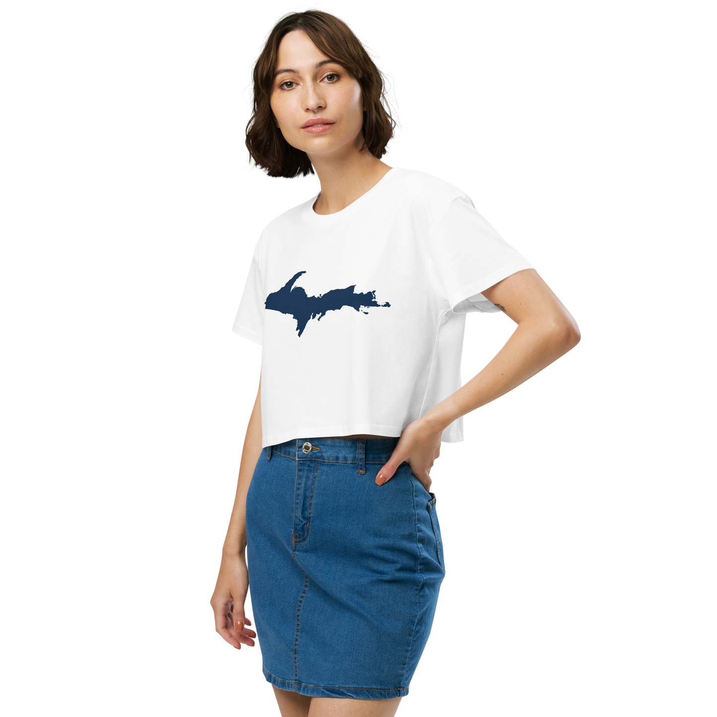 Michigan Upper Peninsula Relaxed Crop Top (w/ UP Outline)