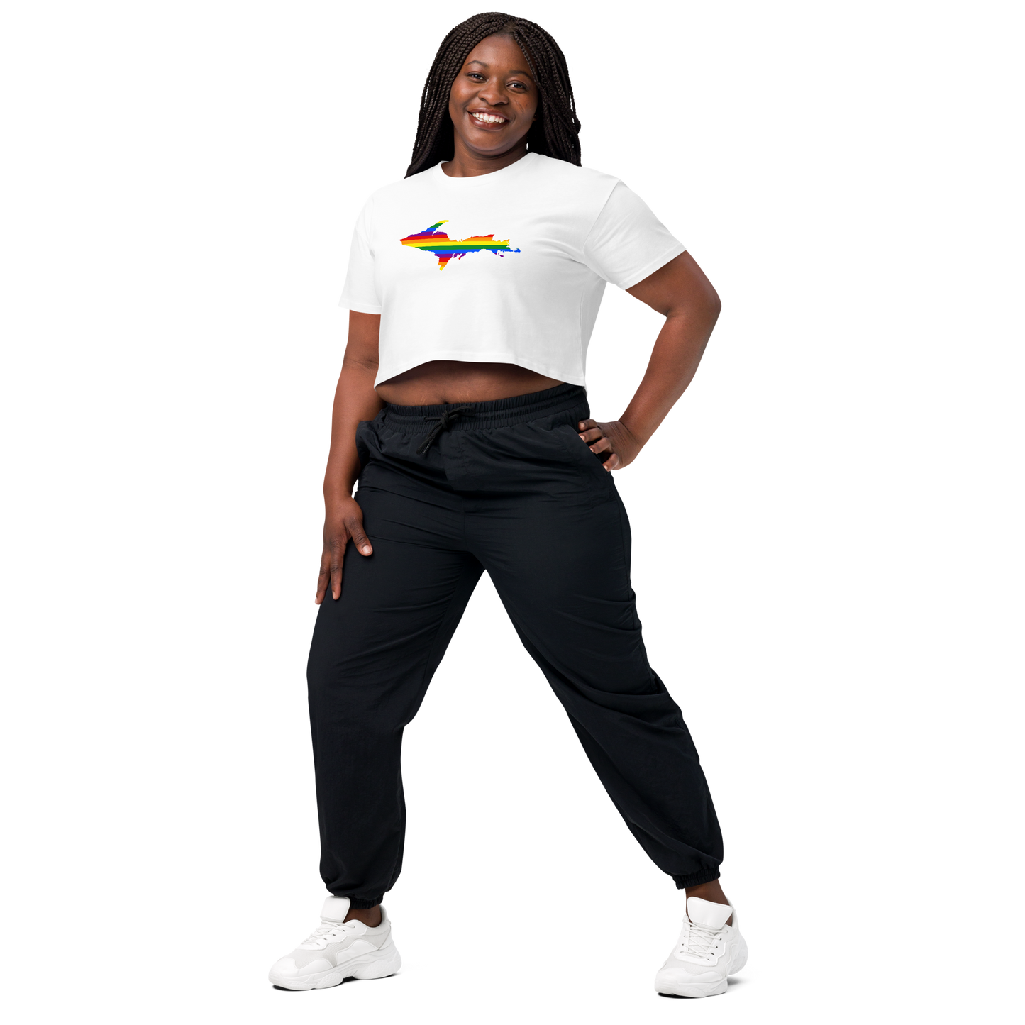 Michigan Upper Peninsula Relaxed Crop Top (w/ UP Pride Flag Outline)