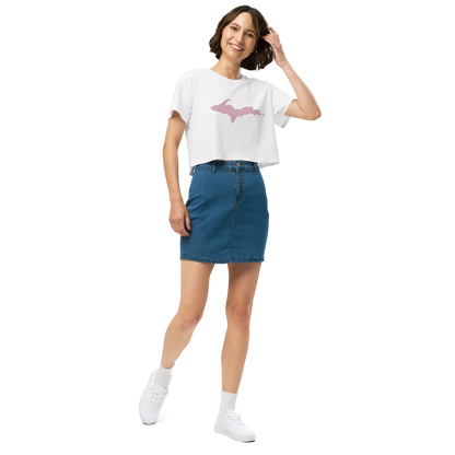 Michigan Upper Peninsula Relaxed Crop Top (w/ Pink UP Outline)