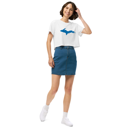 Michigan Upper Peninsula Relaxed Crop Top (W/ Azure UP Outline)