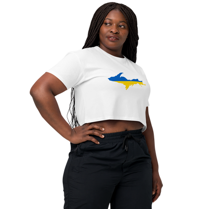 Michigan Upper Peninsula Relaxed Crop Top (w/ UP Ukraine Flag Outline)