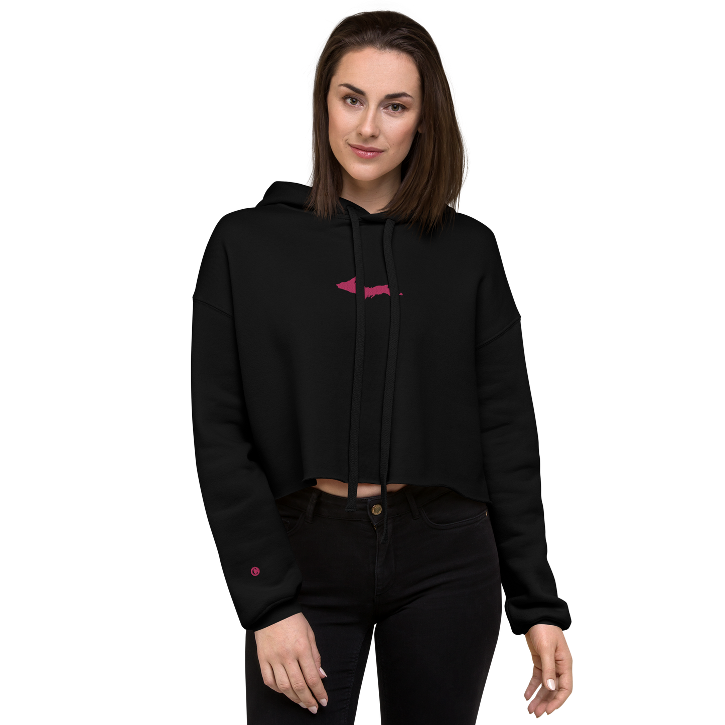 Michigan Upper Peninsula Hoodie (w/ Embroidered Pink UP Outline) | Premium Cropped