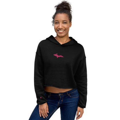 Michigan Upper Peninsula Hoodie (w/ Embroidered Pink UP Outline) | Premium Cropped