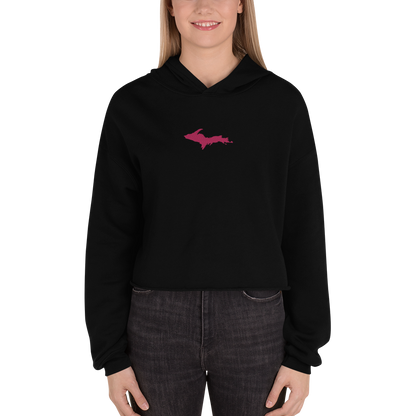 Michigan Upper Peninsula Hoodie (w/ Embroidered Pink UP Outline) | Premium Cropped