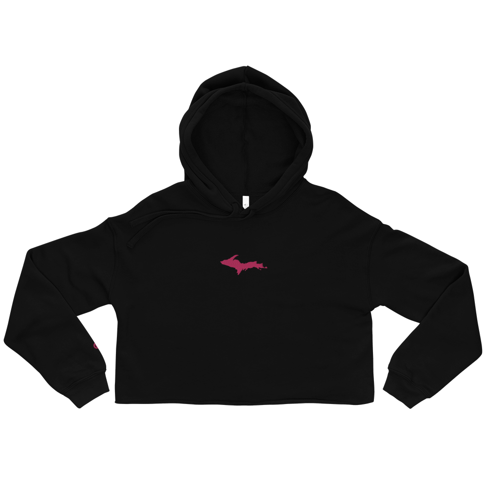 Michigan Upper Peninsula Hoodie (w/ Embroidered Pink UP Outline) | Premium Cropped