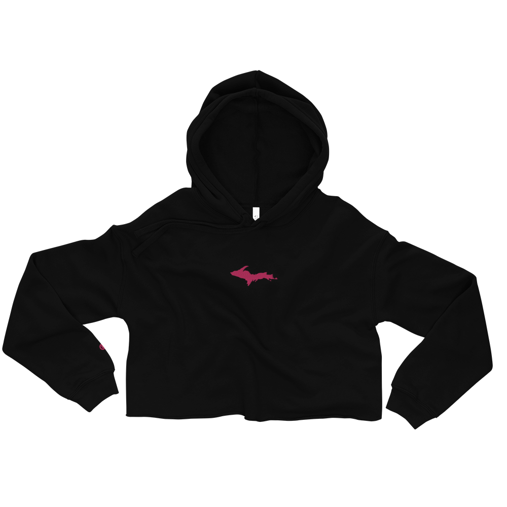 Michigan Upper Peninsula Hoodie (w/ Embroidered Pink UP Outline) | Premium Cropped